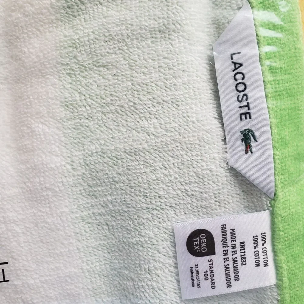 NWT Lacoste 100% Cotton 36x72 Inch Striped Multicolored Croc Beach Towel OekoTex